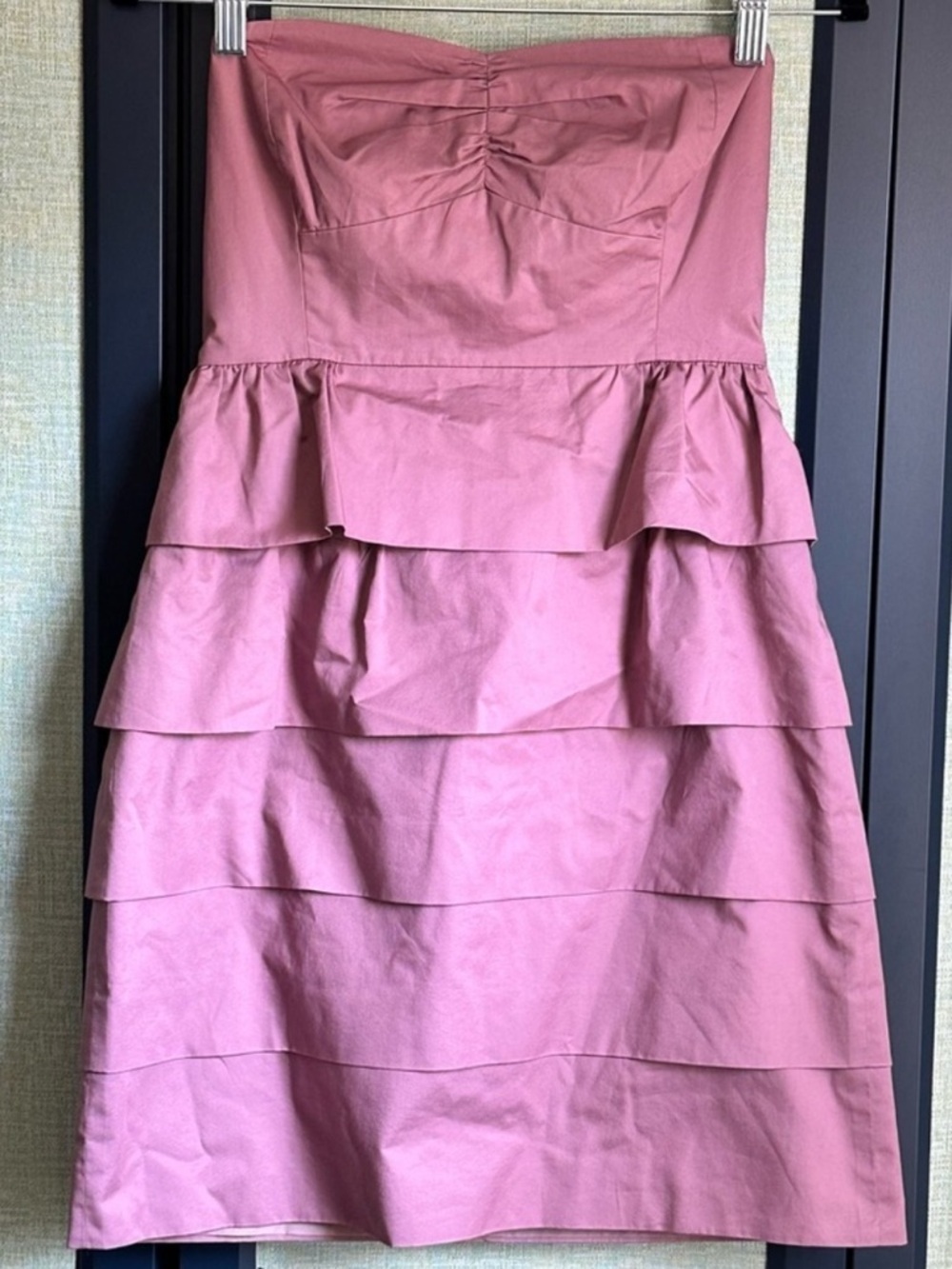 J.Crew Poplin Brynn Tiered Ruffle Strapless Cocktail Mini Dress in Lilac, Size 0